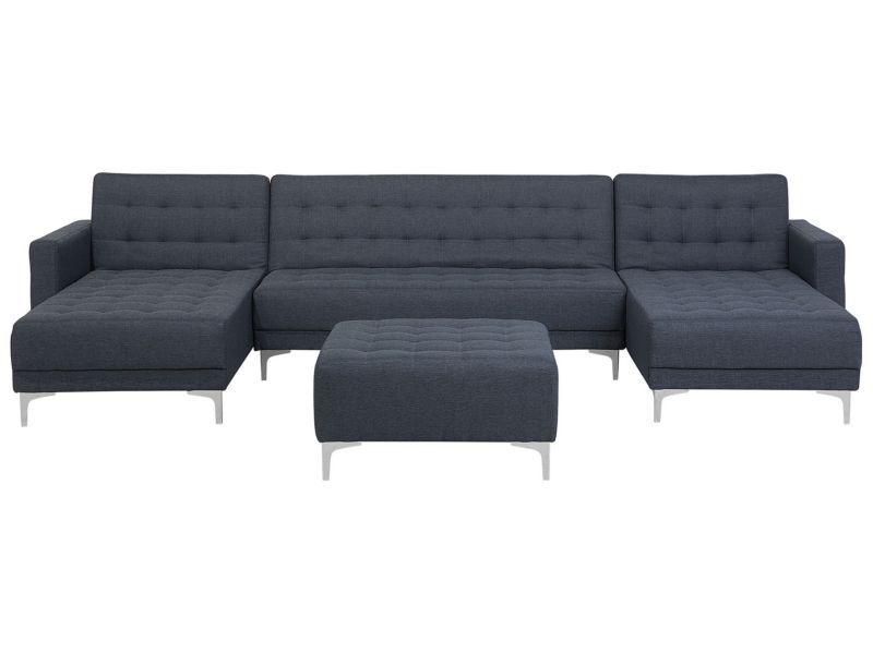 Sofa w kształcie U z ottomaną Aberdeen Ciemnoszary Symetryczny 1 kpl
