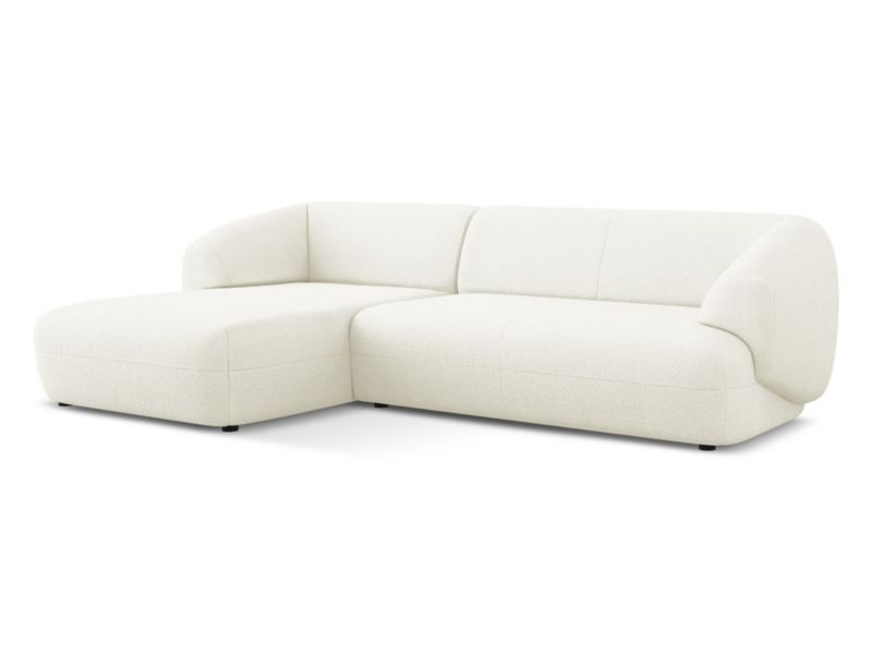 Narożnik lewostronny Makamii Moana z tkaniny bouclé 280x156 cm biały 1 szt.