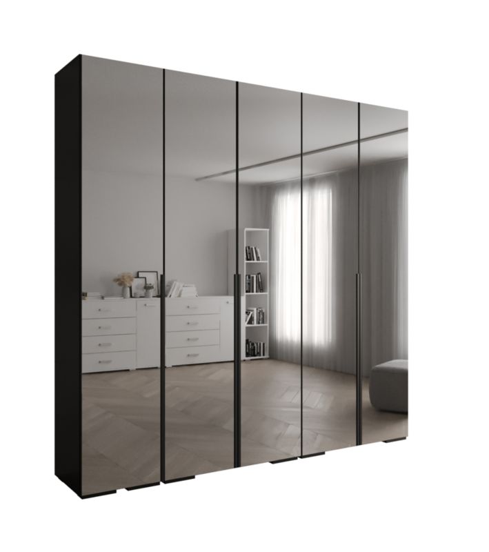 Szafa uchylna Abiks INOVA lustro wz.1 szer.250cm (czarny/czarny)
