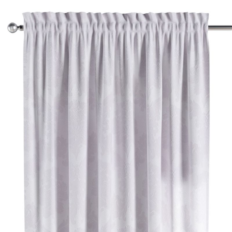Zasłona na kanale z grzywką 1 szt. 130 x 260 cm Dekoria liście akantu na białym tle 1 szt.