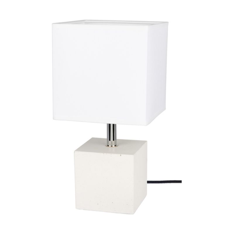 Lampa Stołowa SPOT Light Square 1xE27 Max.25W Połączenie Białego Betonu z Białą Tkaniną, Polski Producent, 1 szt.