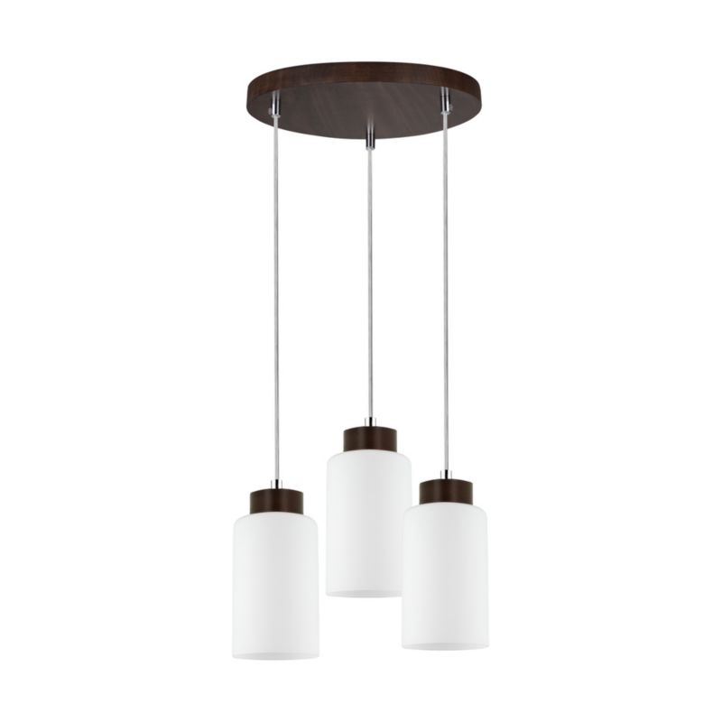 Drewniana Lampa Wisząca SPOT Light 3xE27 60W Drewno Bukowe Orzechowe FSC z Białym Szkłem, Polski Producent, 1 szt.