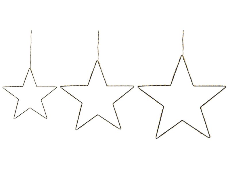 Zestaw 3 dekoracji wiszących Gwiazda Kunnari 50/40/30 cm Metal Srebrny 1 kpl