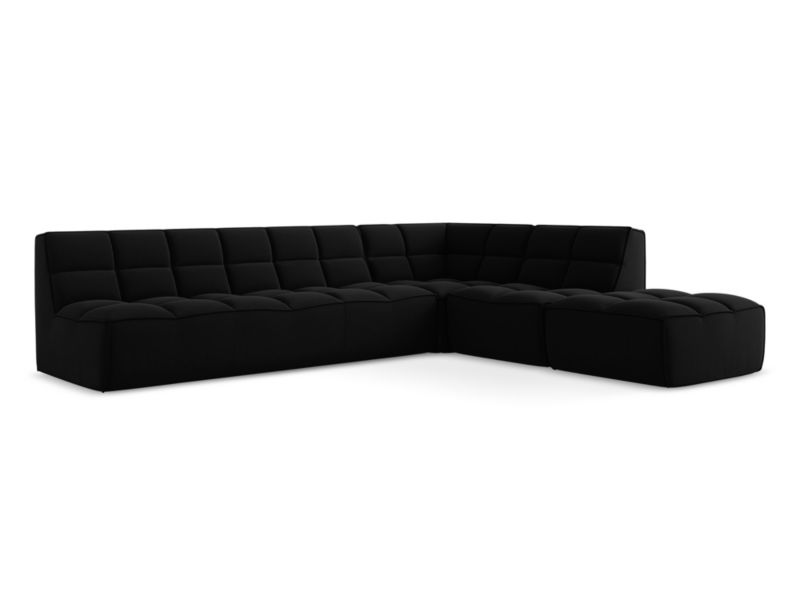 Narożnik uniwersalny Makamii Kalai z tkaniny welwetowej 308x258 cm czarny 1 szt.