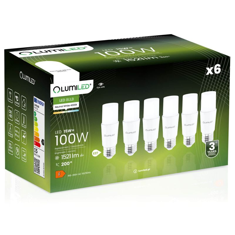 Żarówka LED LUMILED E27 T45 15W 1521lm 4000K 200st 6 szt.