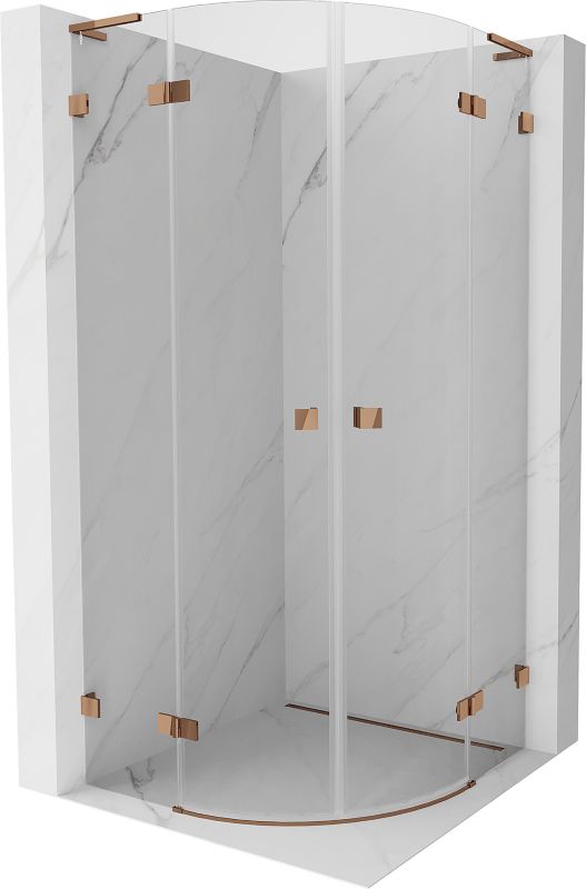 Kabina prysznicowa Mexen Lunar L półokrągła uchylna 80 x 80 cm transparent różowe złoto 1 szt.