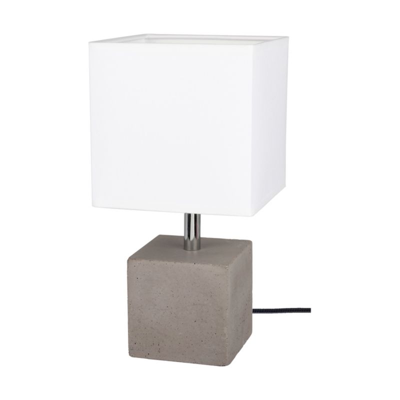 Lampa Stołowa SPOT Light Square 1xE27 Max.25W Połączenie Szarego Betonu z Białą Tkaniną, Polski Producent, 1 szt.