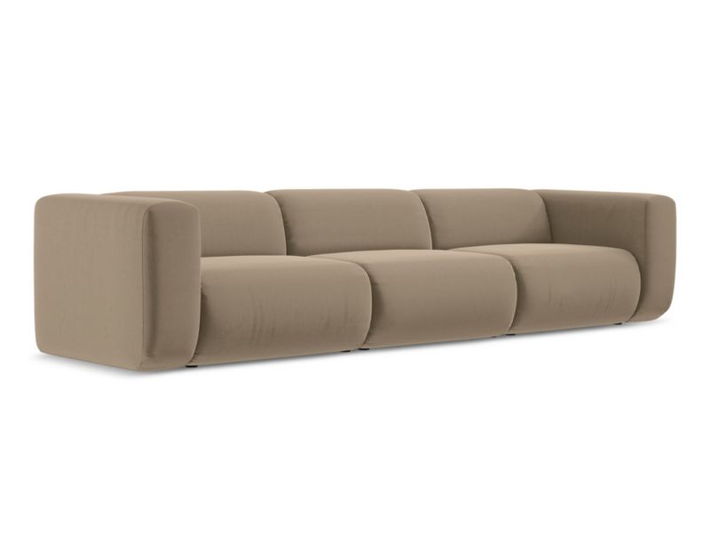 4-osobowa kanapa modułowa Makamii Ekahi z tkaniny welwetowej 319x89 cm jasny beż 1 szt.