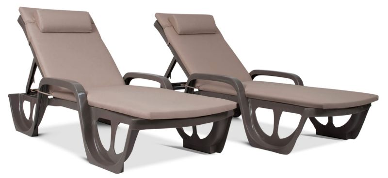 Zestaw 2 leżaków ogrodowych Keter Florida Cappuccino z Poduszkami Bazkar Madera S-21 1 kpl.