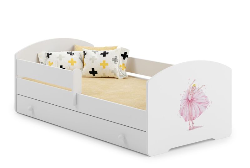 Łożko dziecięce Kobi LUK z szufladą i barierką 160x80 Kobi Księżniczka w koronie 1 szt.