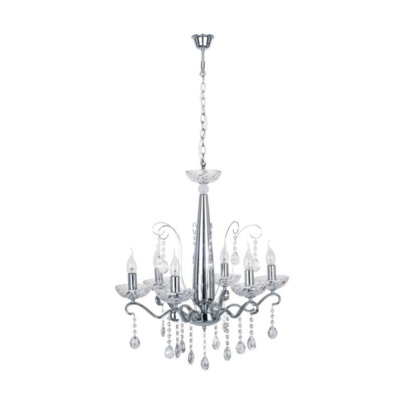 Lampa Wisząca SPOT Light 6xE14 Max.40W Elegancki Chrom z Transparentnymi Kryształkami, Polski Producent, 1 szt.