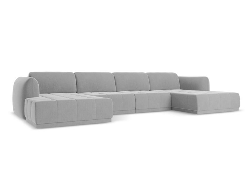 Sofa panoramiczna Makamii Hoku z tkaniny welwetowej 370x170 cm szary 1 szt.