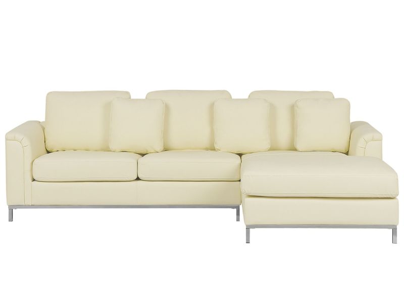 Sofa narożna lewostronna Oslo Beżowy Skóra naturalna Lewostronny 1 szt.
