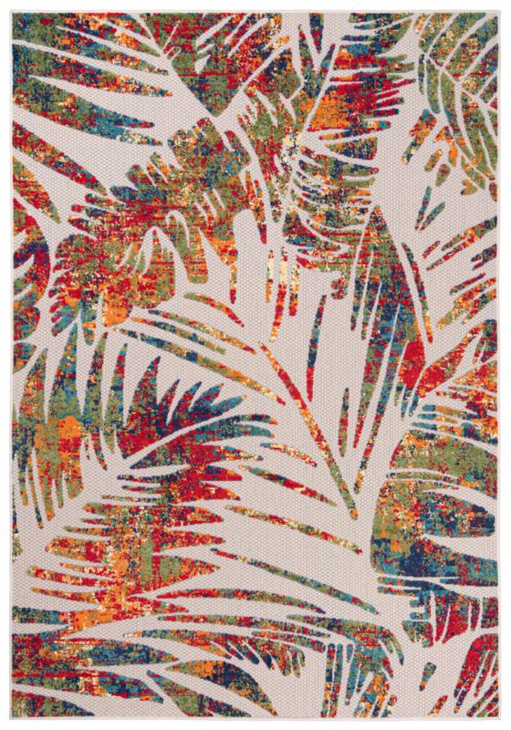 Dywan wewnętrzny/ zewnętrzny Aventura EC68A prostokąt 80 x 150 cm kolorowy nowoczesny, boho wzór roślinny krótki włos 1 szt.