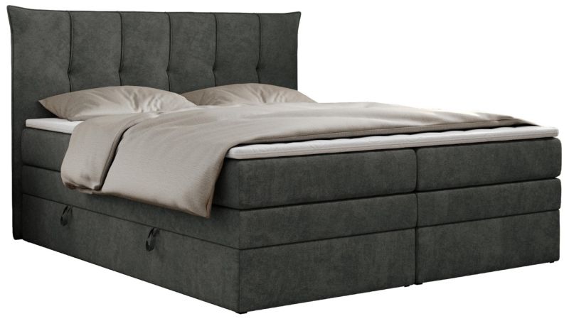 Łóżko kontynentalne MKS Meble PREMIUM 10 KING 180x200 H3 Ciemnoszary struktura 1szt.