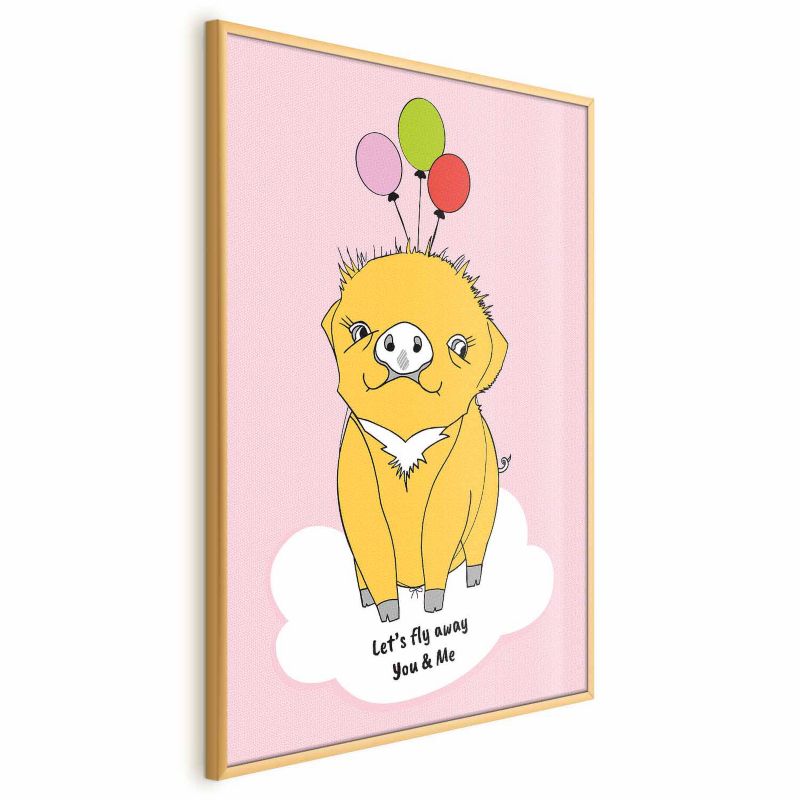 Plakat Artgeist Podniebna świnka 21x30 cm z ramą złotą 1 szt