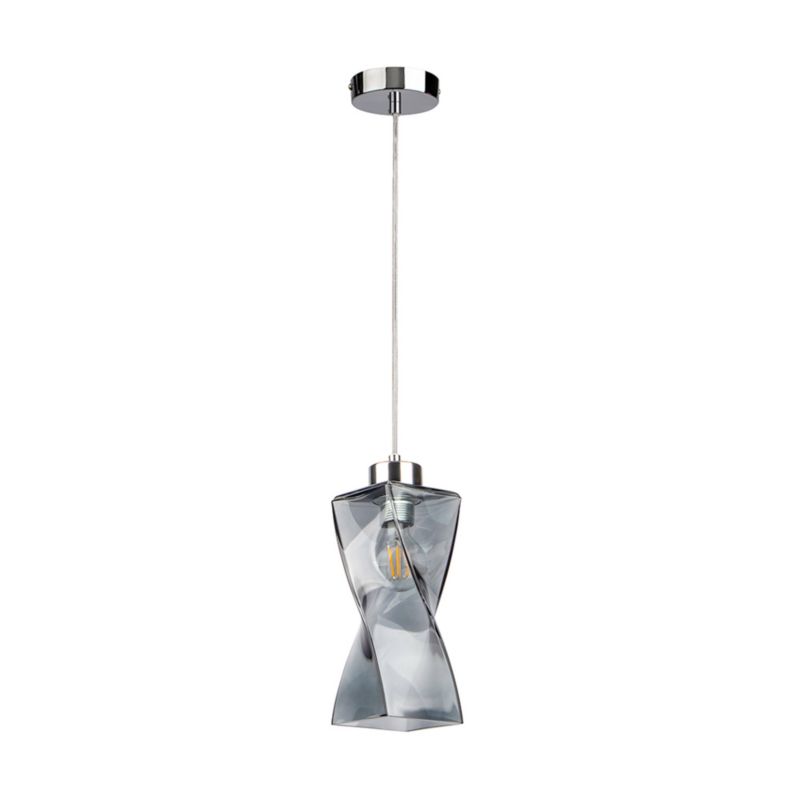 Lampa Wisząca SPOT Light 1xE27 Max.25W Klasyczne Połączenie Chromu z Szkłem Dymionym, Polski Producent, 1 szt.