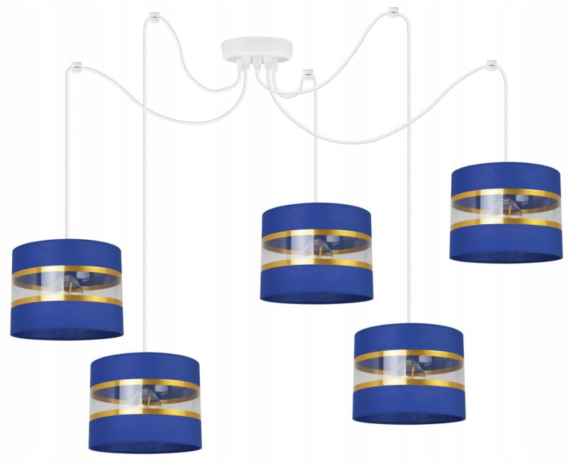 Lampa sufitowa wisząca Light Home LH Spider Elegance Gold 5x E27 60W granatowy/biały 1szt.