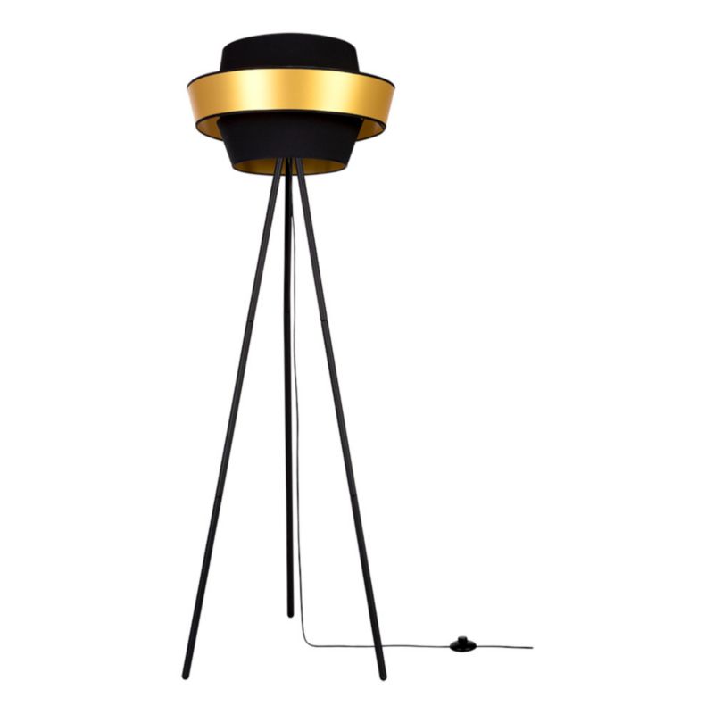 Lampa Podłogowa SPOT Light 1xE27 Max.40W Nowoczesne Połączenie Czarnej Podstawy z Czarno Złotym Abażurem, 1 szt.