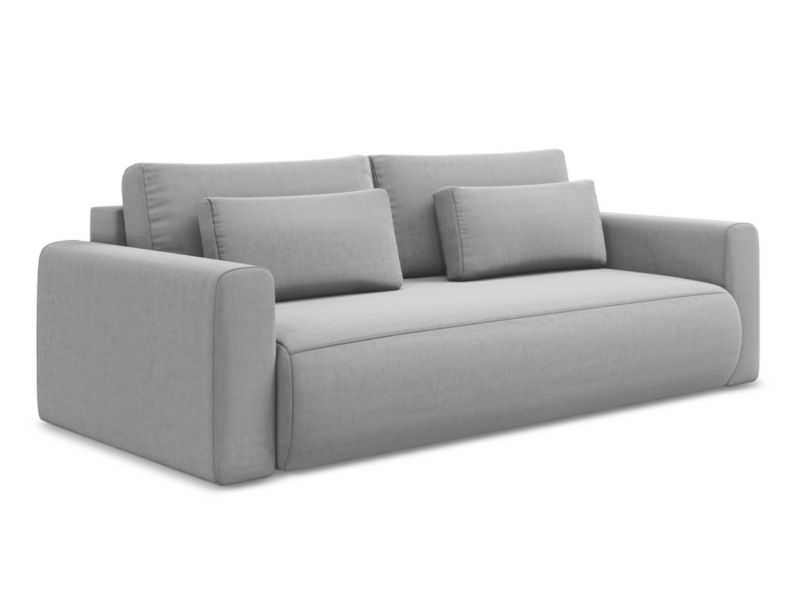 Kanapa 3-osobowa z funkcją spania Makamii Kapua z tkaniny welwetowej 238x105 cm szary 1 szt.