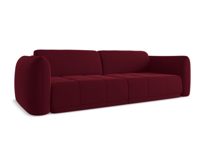 Kanapa 3-osobowa Makamii Hoku z tkaniny welwetowej 210x105 cm burgundowy 1 szt.