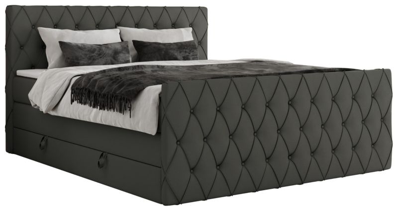 Łóżko kontynentalne MKS Meble MIREN KING DUO 180x200 H3 Szary ecoskóra 1szt.