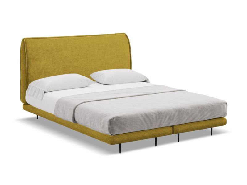 Łóżko Makamii Halia z tkaniną boucle 160x200 musztardowy 1 szt.