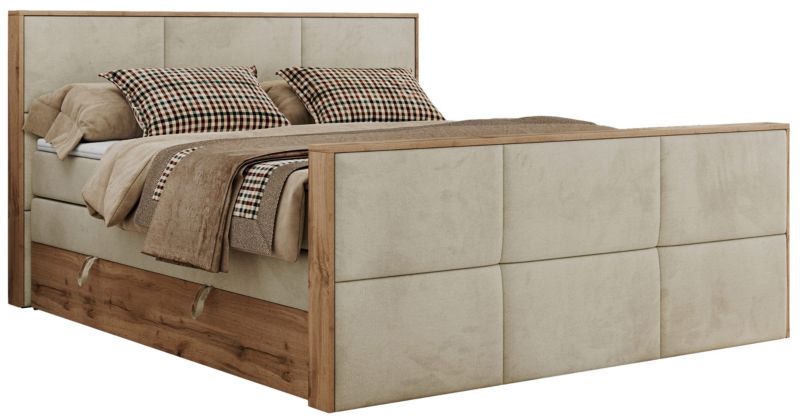 Łóżko kontynentalne MKS Meble ALBERO 2 KING DUO 180x200 H3 Beżowy welvet 1szt.