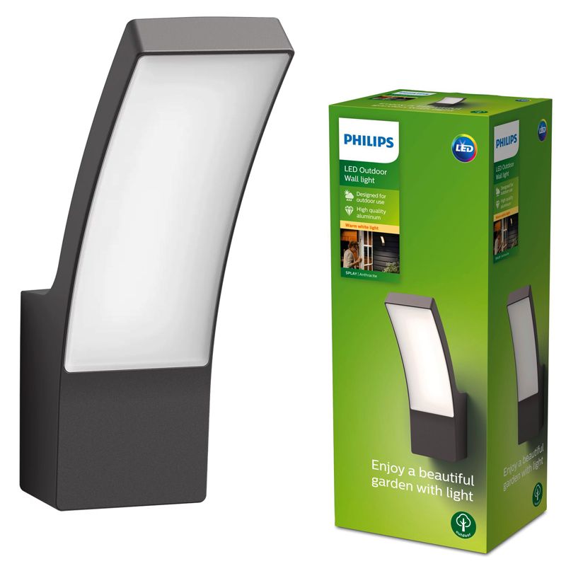 Kinkiet Ogrodowy Philips Lampa Elewacyjna Zewnętrzna LED 12W 1100lm 2700K IP44 Antracyt 1 szt.