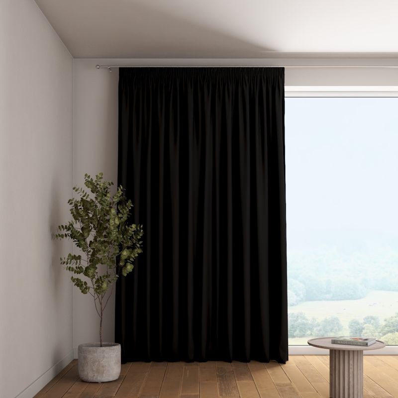 Zasłona na taśmie marszczącej 1 szt. 130 x 260 cm Dekoria czarny 1 szt.