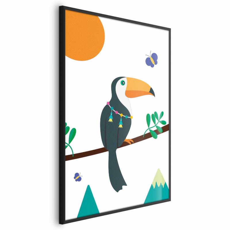 Plakat Artgeist Tukan i motyle 60x90 cm z ramą czarną 1 szt