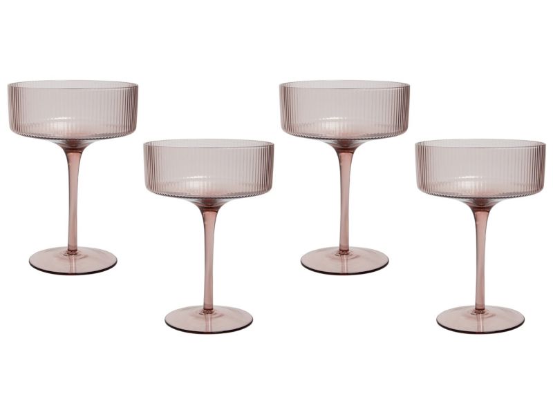 Zestaw 4 pucharków do szampana Amethyst 330 ml Różowy 1 kpl