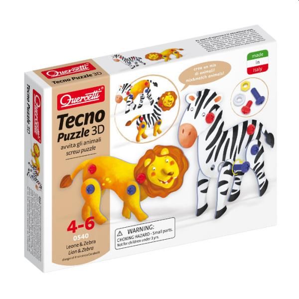 Tecno Puzzle 3D Lew i Zebra Quercetti