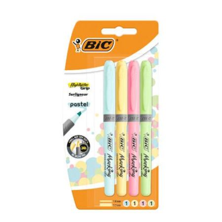 Zakreślacz Highlighter Grip pastelowe kolory 4 sztuki BIC
