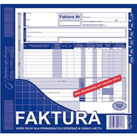 FAKTURA VAT 2/3 A4 PEŁNA O+K 102-2E