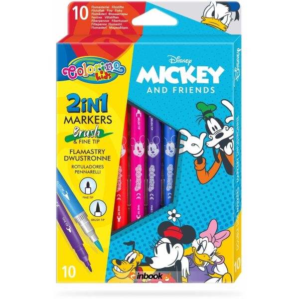 Markery dwustronne 10 kol. Colorino Disney Mickey Mouse