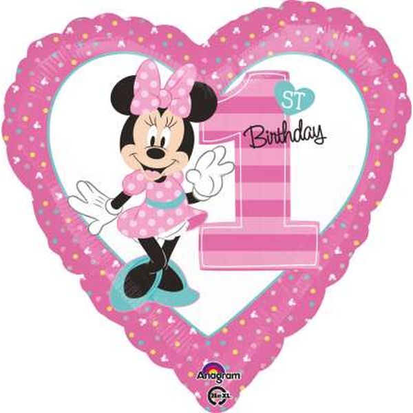 Balon foliowy 18" HRT - "Minnie Mouse 1st Birthday "