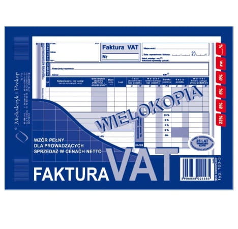 FAKTURA VAT A5 WIELOKOPIA 100-3E