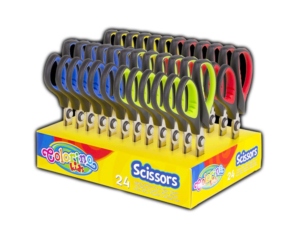 KIDS NOŻYCZKI 13,8 CM Z GUMOWĄ RĄCZKĄ DISPLAY COLORINO /24/