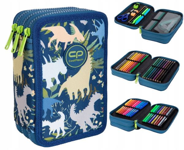 Coolpack Piórnik potrójny Jumper 3 z wyposażeniem DINO PARK