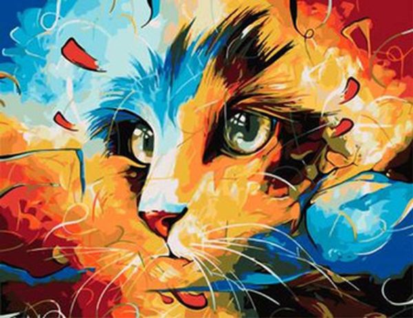 DIAMENTOWA MOZAIKA KOT ABSTRAKCJA PORTRET PAK 120 30 X 40 CM