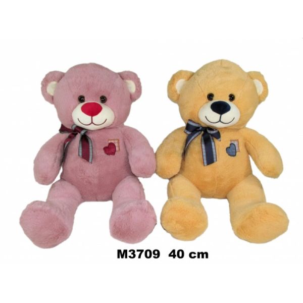 MIŚ Z KOKARDĄ I SERCEM 2 KOLORY 40 CM 164414 S