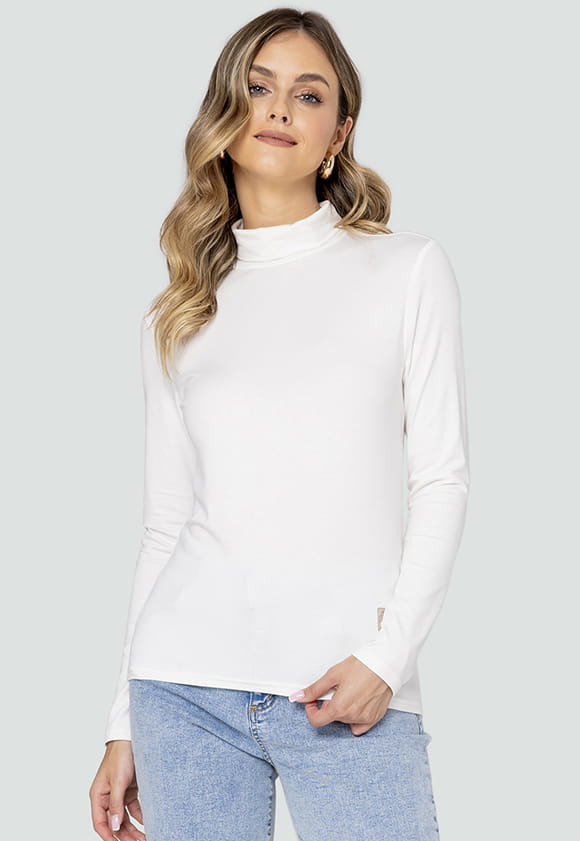 ROLLKRAGENPULLOVER aus Viskose-Strick - vanille