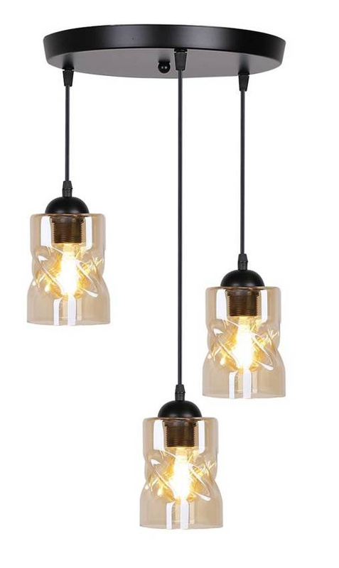 Lampa wisząca czarna/bursztynowa talerz 3xE27 Felis