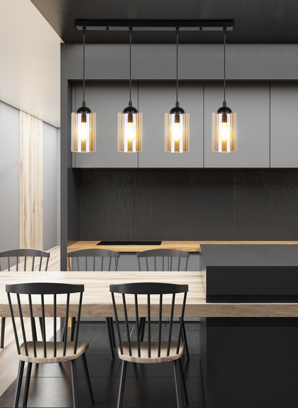 Lampa wisząca listwa czarno/brązowa 4xE27 Bistro