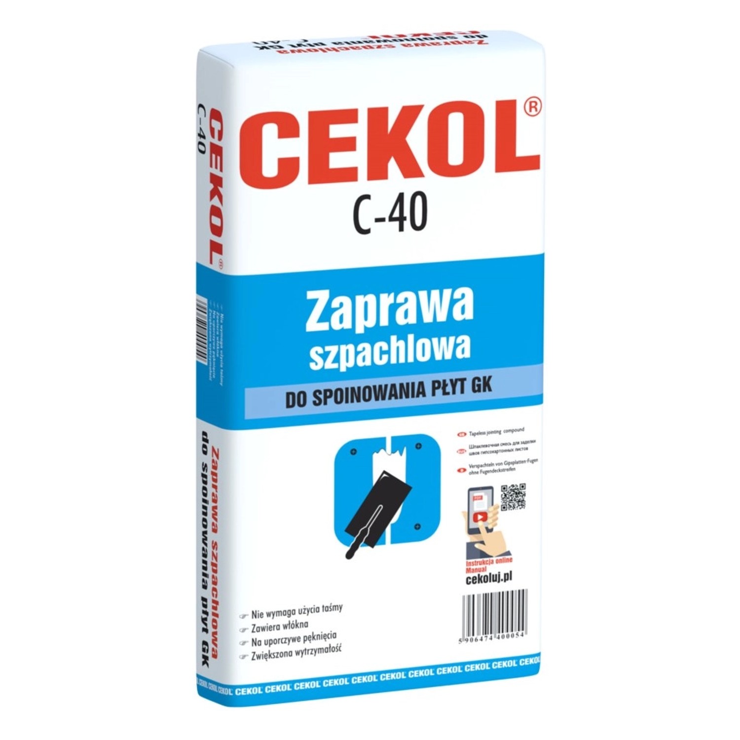 Cekol C-40 Zaprawa szpachlowa do spoinowania płyt GK 5 kg