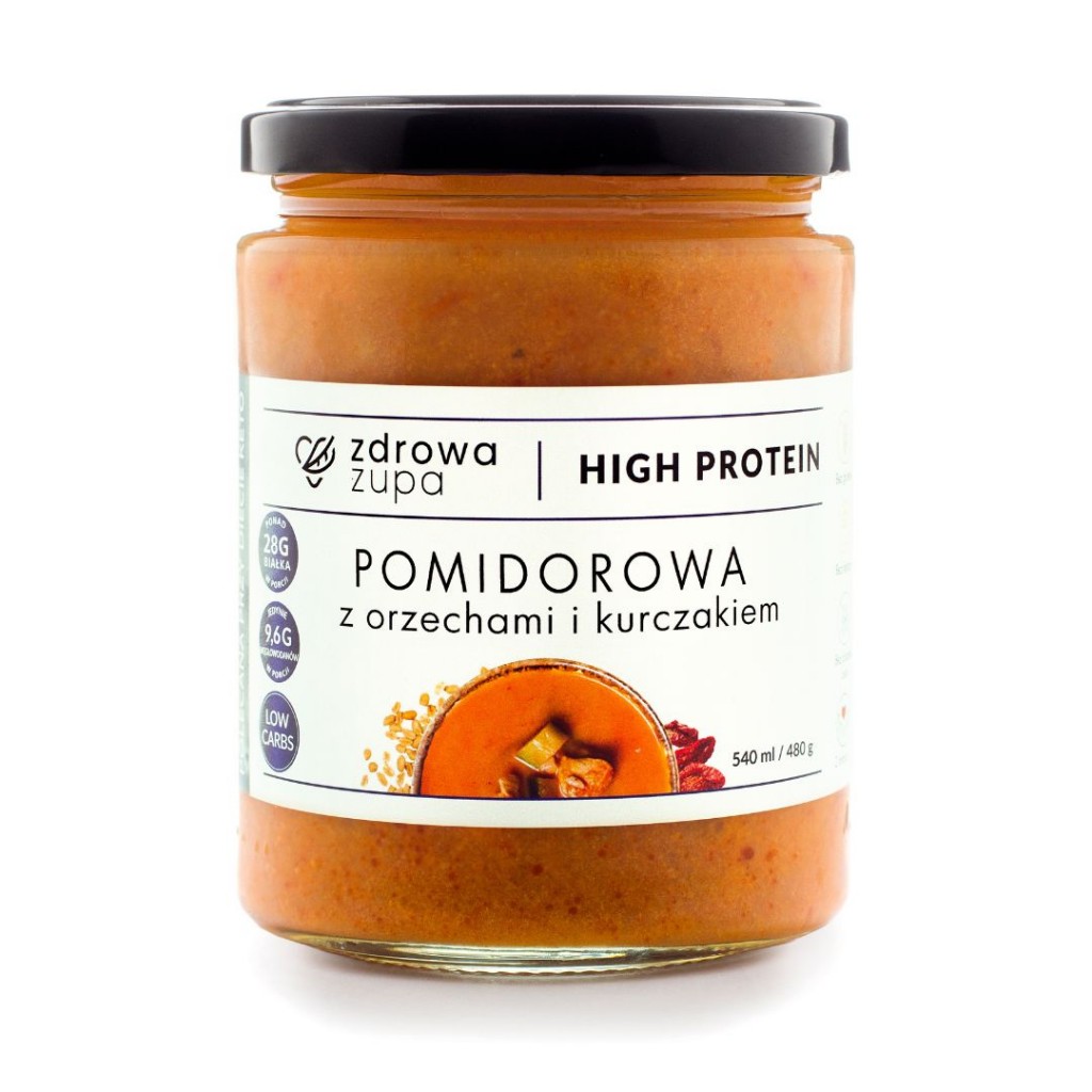 Wysokobiałkowa pomidorowa z orzechami i kurczakiem bezglutenowa 540 ml