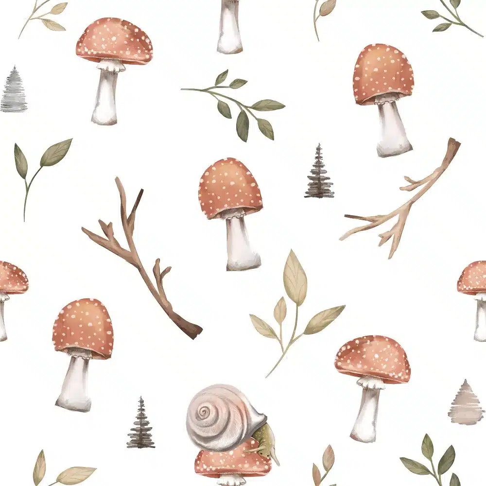 Tapeta Forest Story Pattern 3 na bieli BW