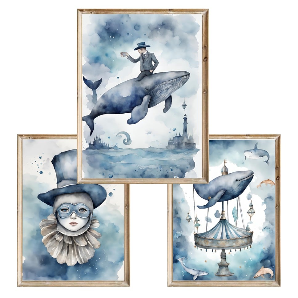 Zestaw trzech plakatów dla dzieci Magic Ocean 3 - A4
