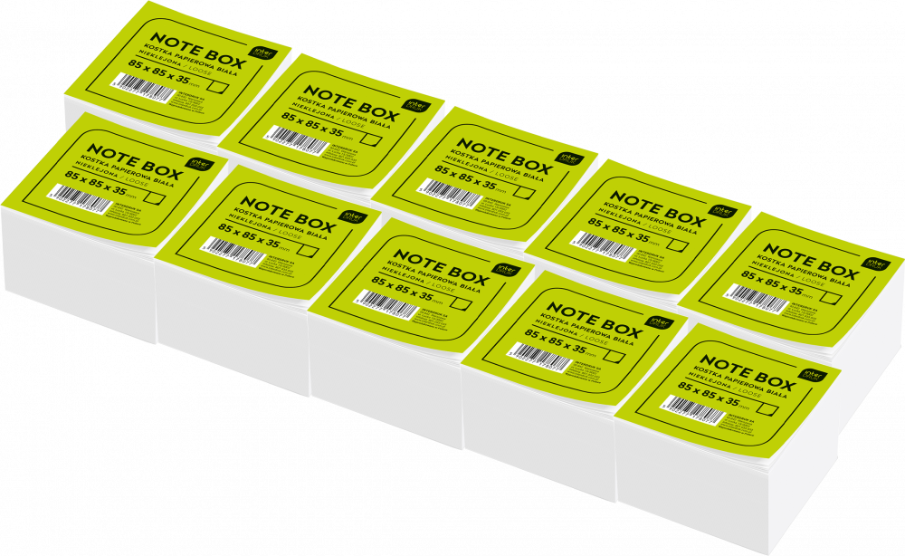 10x Karteczki do notatek Interdruk, nieklejone, 85x85x35mm, +/-350 kartek, biały